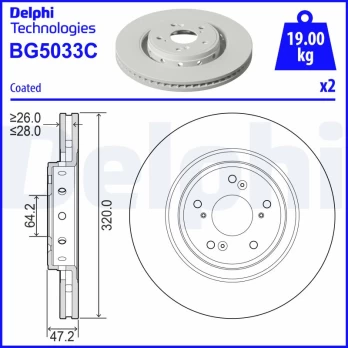 DELPHI BG5033C Brake Disc