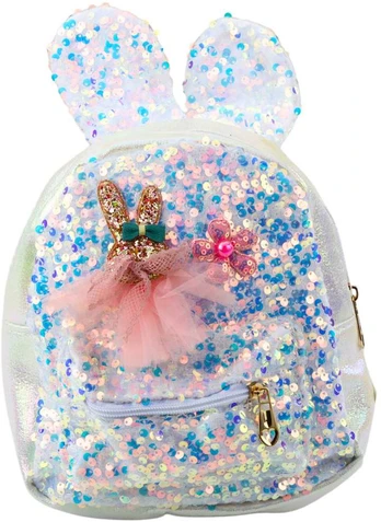 Lean Children's Backpack Sequins Rabbit Ears Baltas 22cm 4.4L