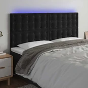 Galvūgalis su LED, juodos spalvos, 200x5x118/128cm, aksomas kaina