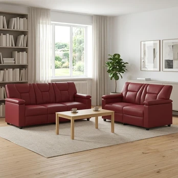 Sofa Sofos komplektas 2 vnt. Vyno raudona Dirbtinė oda