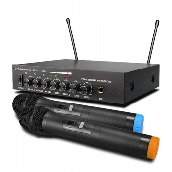 Profesionalus belaidis mikrofonas 2vnt Uhf imtuvas 6.35mm lizdas 2xaa