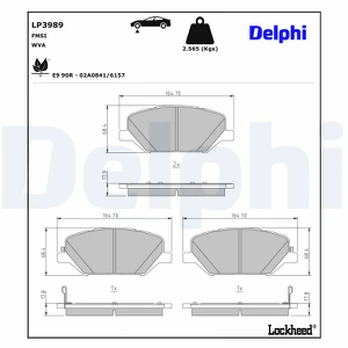 Stabdžių trinkelių rinkinys, diskinis stabdys DELPHI LP3989
