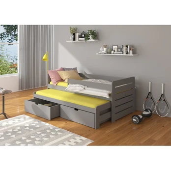 Double bed with railing and mattresses TOMI 200x90