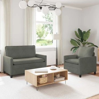 Sofa Sofos komplektas 2 pcs Šviesiai pilka Audinys