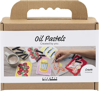Diy Kit - Mini Craft Kit Oil Pastels, Fish and shellfish, grey, white, 1 pack (9772651)