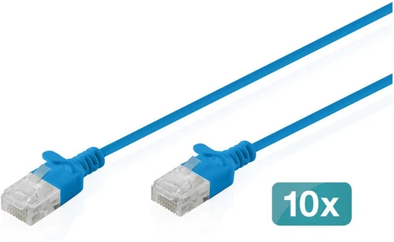 Digitus CAT 6 U-UTP Slim Patchkabel, 3 m, Blau, 10 Stück