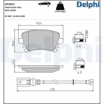 DELPHI LP1911 Brake pad set