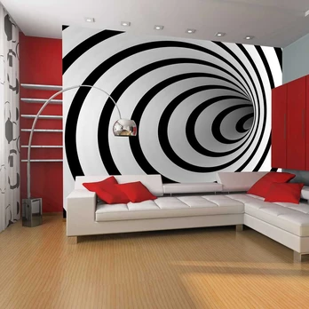 Artgeist Fototapetas - Juodas and baltas 3D tunnel