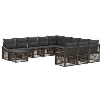Sodo Sofų Rinkinys 12 pcs Pilka poliratanas