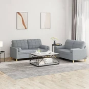 Sofa Sofos komplektas su pagalvėmis, 2 dalių, pilkas, audinys kaina