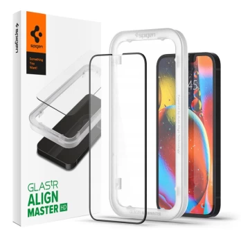 [Užsakomoji prekė] Ekrano apsauga skirta iPhone 13 / 13 Pro / iPhone 14 - Spigen Glass.TR Align Master - Juodas BVC439