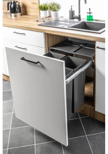 Trash bin with front mounting on slide H45 2x34l for cabinet 600 mm anthracite
