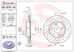 Stabdžių diskas BREMBO 09.9574.4X kaina