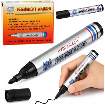 Lean Marker Pen Atsparus vandeniui Permanent Chisel Tip Juodas