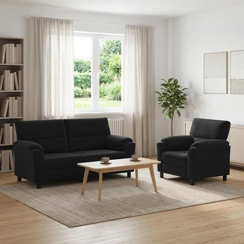 Sofa Sofos komplektas 2 vnt. Juoda Aksomas