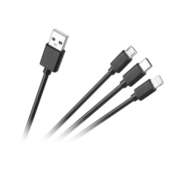 CABLETECH 3in1 jungiamasis kabelis USB A - micro - C - žaibas 1.2m