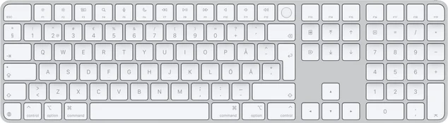 Klaviatūra Magic Keyboard with Touch ID and Numeric Keypad for Mac models with Apple silicon Swedish White Keys MXK73S/A