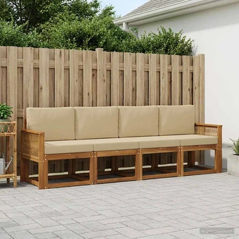Lauko sofos komplektas 5 pcs Natūralus ir bežinis Poliesteris