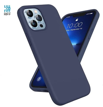 Riff Thin &amp; Soft silicone case with soft fiber inside for Apple iPhone 13 Pro Max Midnight Blue