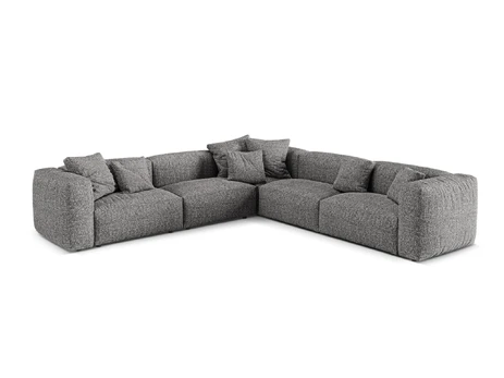 Boucle modular symmetrical corner sofa, "Martina", 5 Seats, 312x312x75, Graphite