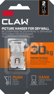 3M CLAW HOOK FOR DRYWALL, HOLD 30 KG, 2 HOOKS