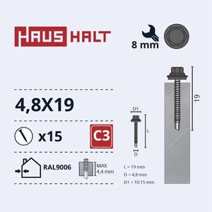 Savisriegis Haushalt, 4.8 mm x 19 mm, 15 vnt.
