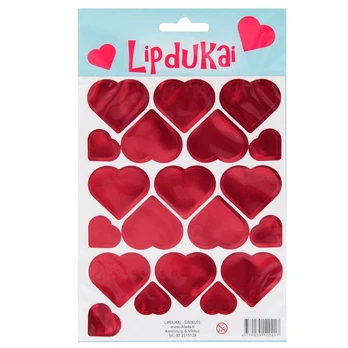 Lipdukai širdelės, blizgančios