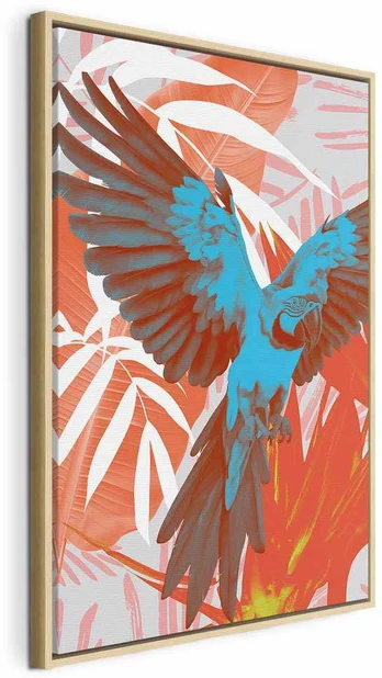 Artgeist Paveikslas - Exotic Wings - Parrot Among Abstract Leaf Patterns