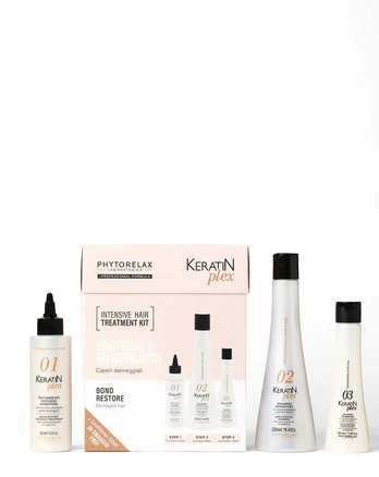 PHYTORELAX LABORATORIES - Keratino atstatomasis rinkinys plaukams, 3 dalys