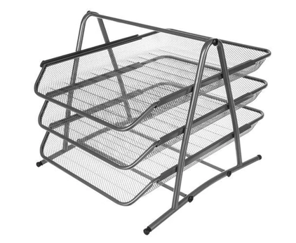 A4 formato metalinė lentynėlė dokumentams, sidabrinė