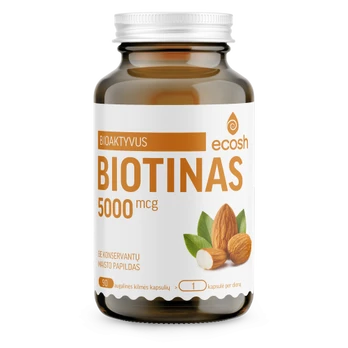 Maisto papildas Bioaktyvus Biotinas 5000µg ECOSH 90kaps.