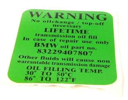 Originalus BMW E38 E39 E46 E85 alyvos bako lipdukas OEM 24111423619