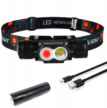 Premium! Maxvision M25r Led Xte+cob Led galvos žibintas + akum. 18650