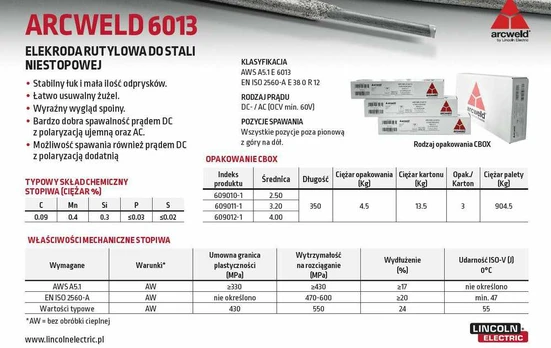 Mik-Bud Mikołaj Beżyk LINCOLN ELEKTRODA ARCWELD 6013 FI 3,2/4,5kg
