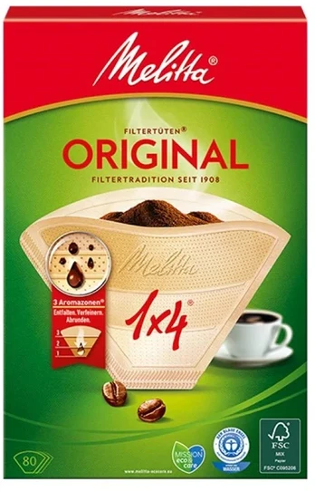 Kavos aparatų filtras Melitta Original 1x4, 80 vnt.