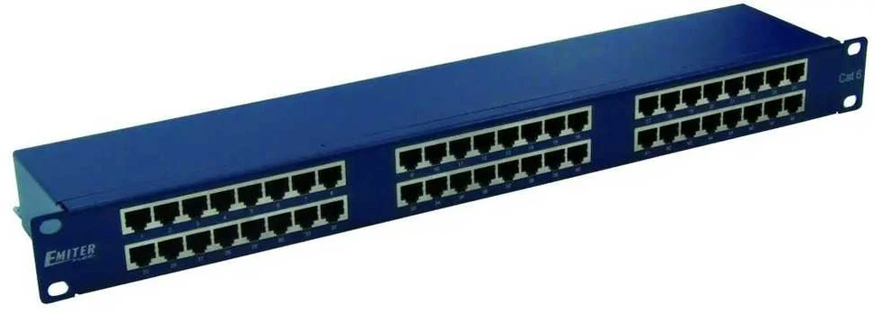EMITERNET PANEL 19", 48XRJ45 STP CAT.6 (1U) WITH SHELF, Mėlynas