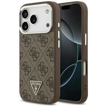 Dėklas Guess 4G Triangle Logo MagSafe do iPhone 17 Pro ruda sidabrinė
