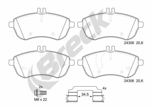 BRECK 24306 00 701 00 Brake pad set