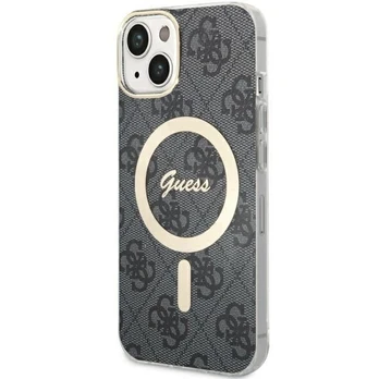 Juodas dėklas Apple iPhone 14 telefonui "Guess 4G IML MagSafe Compatible Case"