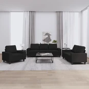 Sofa Sofos komplektas, 3 dalių, juodos spalvos, audinys kaina