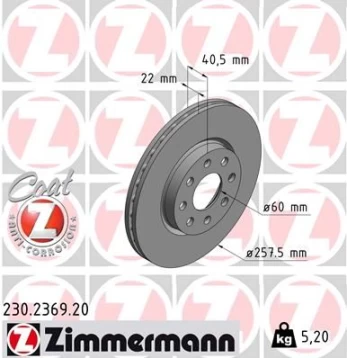 Stabdžių diskas ZIMMERMANN 230.2369.20