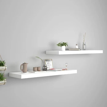 Pakabinamos lentynos, 2vnt., baltos, 80x23,5x3,8cm, mdf