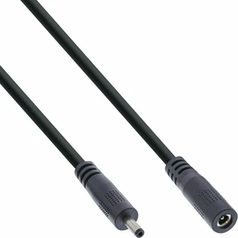 Kabelis zasilający InLine® DC extension cable, DC plug male/female 3.5x1.35mm, AWG 18, juodas, 2m