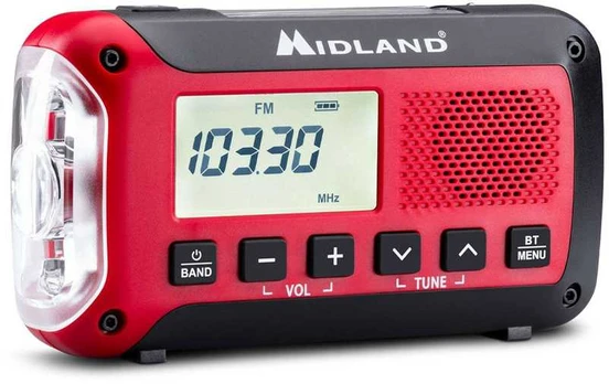 Midland – avarinis radijas ir maitinimo blokas ER250BT su Bluetooth