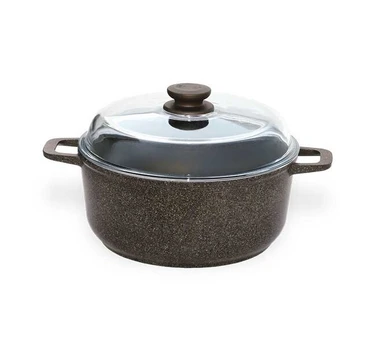 Puodas „GRANIT BROWN“ 4 l indukcijai su stikliniu dangčiu, 4l