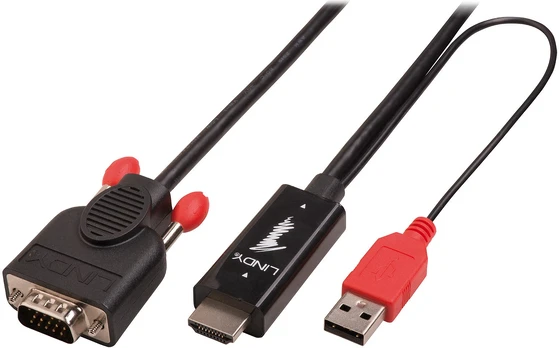 Lindy HDMI ir VGA kabelis su USB tipo A f?r Strom 1080p 2m