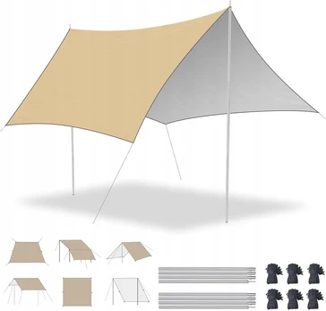 Tarp turistinis brezentas vandeniui atsparus apsauginis 450x300cm survival