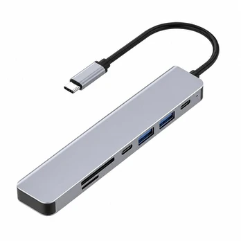 7-ių 1 USB-C šakotuvas MacBook Pro, pilkas, 1 vnt., Variantas 1