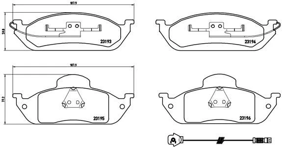 Stabdžių trinkelių rinkinys, diskinis stabdys BREMBO P 50 039