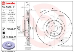 BREMBO 09.D939.11 Brake Disc kaina